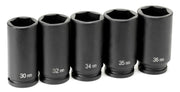 DURAFORCE Grey Pneumatic 1705SN 1/2" Drive 5-Piece Spindle Nut Socket Set Tool