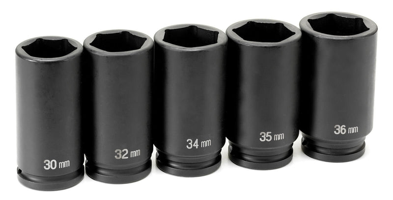DURAFORCE Grey Pneumatic 1705SN 1/2" Drive 5-Piece Spindle Nut Socket Set Tool