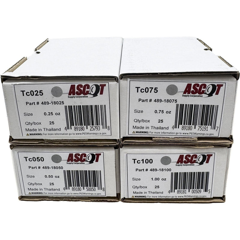 DURAFORCE Ascot T Style Coated Clip-On Wheel Weights Bundle .25oz-1.00oz (4 Pack)
