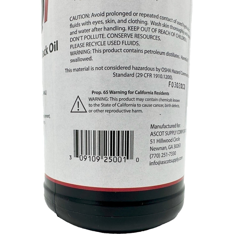 DURAFORCE Ascot Premium Hydraulic Jack Oil 1 Quart - High Performance Fluid