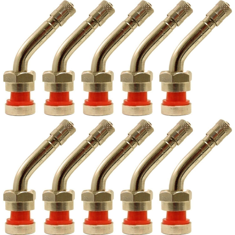 DURAFORCE TR553C Aluminum Truck Wheel Valve Stem 0.93"x1.38" 45° Bend Pack of 10