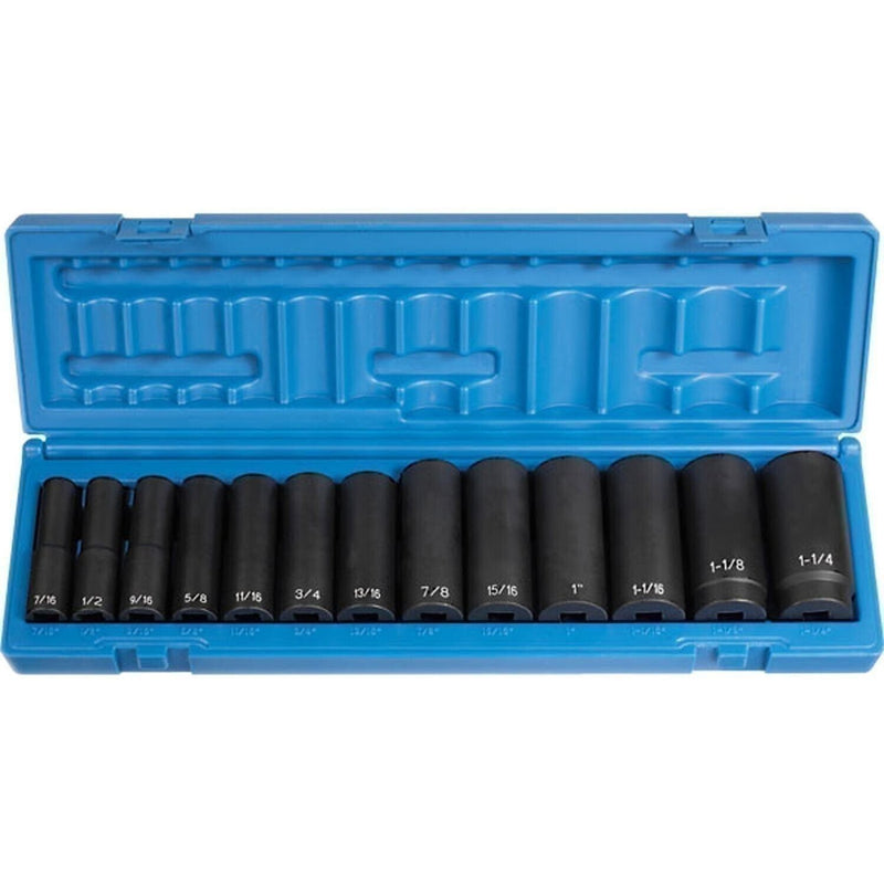 DURAFORCE Grey Pneumatic 1312D 1/2" Drive Deep Fractional Socket Set 13 Pc