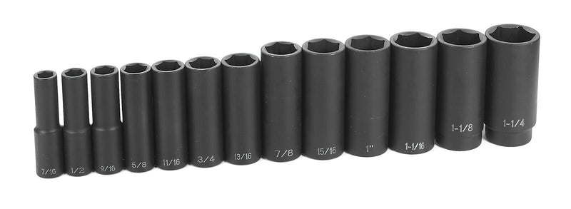 DURAFORCE Grey Pneumatic 1312D 1/2" Drive Deep Fractional Socket Set 13 Pc