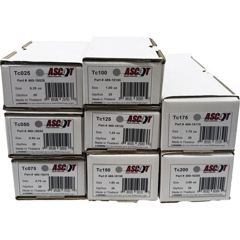 DURAFORCE Ascot T Style Coated Clip-On Wheel Weights 0.25oz-2oz Bundle (8 Items)