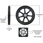DURAFORCE Marathon 92001 Flat Free Ribbed Garden Cart Tire 20x2 Pack of 9 on Rim