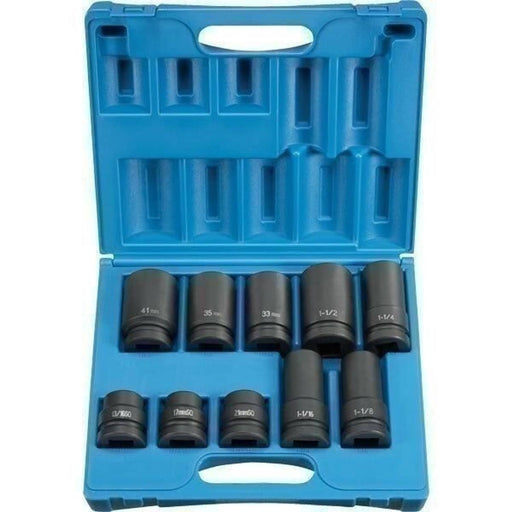 DURAFORCE Grey Pneumatic 9153 10pc 1" Drive Standard & Deep Socket Set with Case