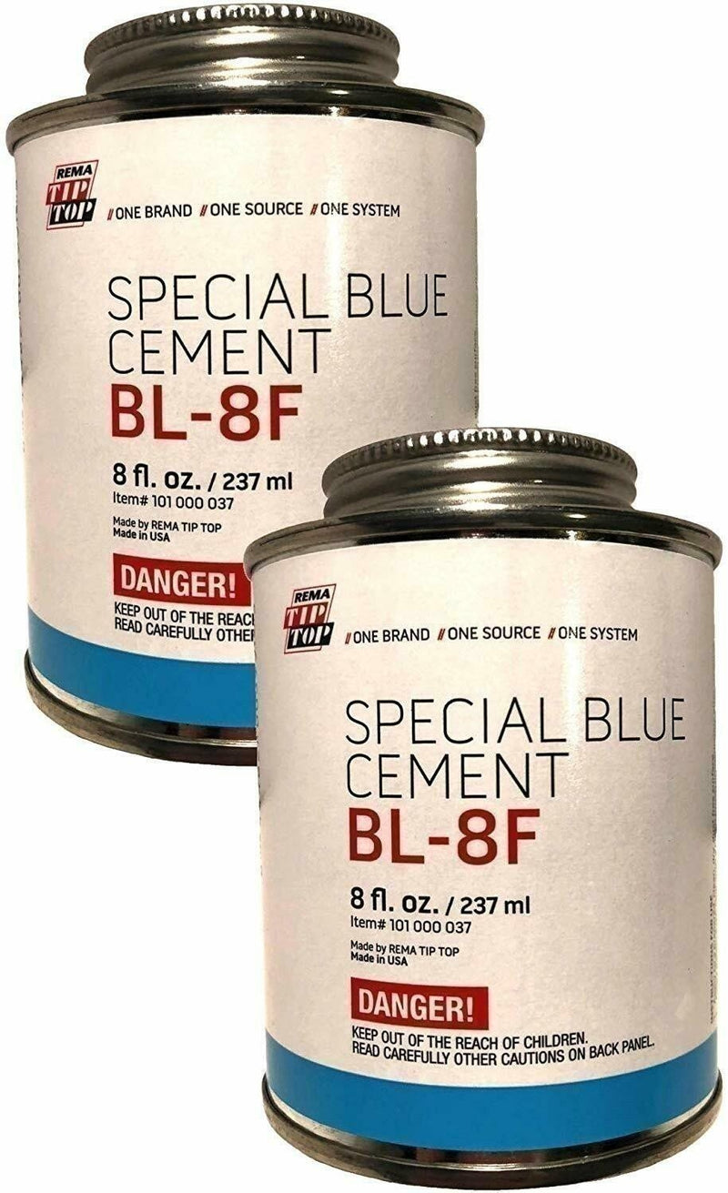 DURAFORCE REMA TIP TOP BL-8F Blue Cement Can with Brush Top 8oz Pack of 2