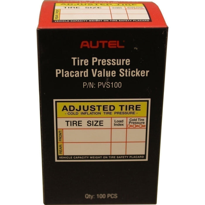 DURAFORCE Autel Tire Pressure Stickers - Box of 100 Placard Value Labels