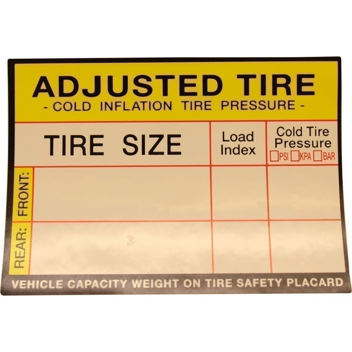DURAFORCE Autel Tire Pressure Stickers - Box of 100 Placard Value Labels