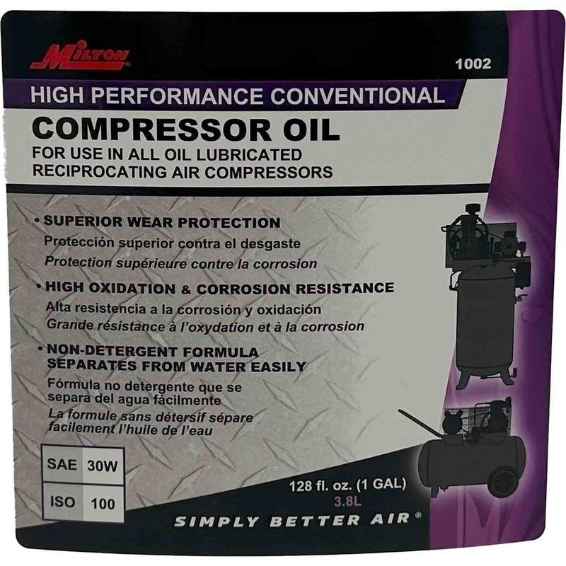 DURAFORCE Milton 1002 High Performance SAE 30W Air Compressor Oil - 1 Gallon