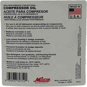DURAFORCE Milton 1002 High Performance SAE 30W Air Compressor Oil - 1 Gallon