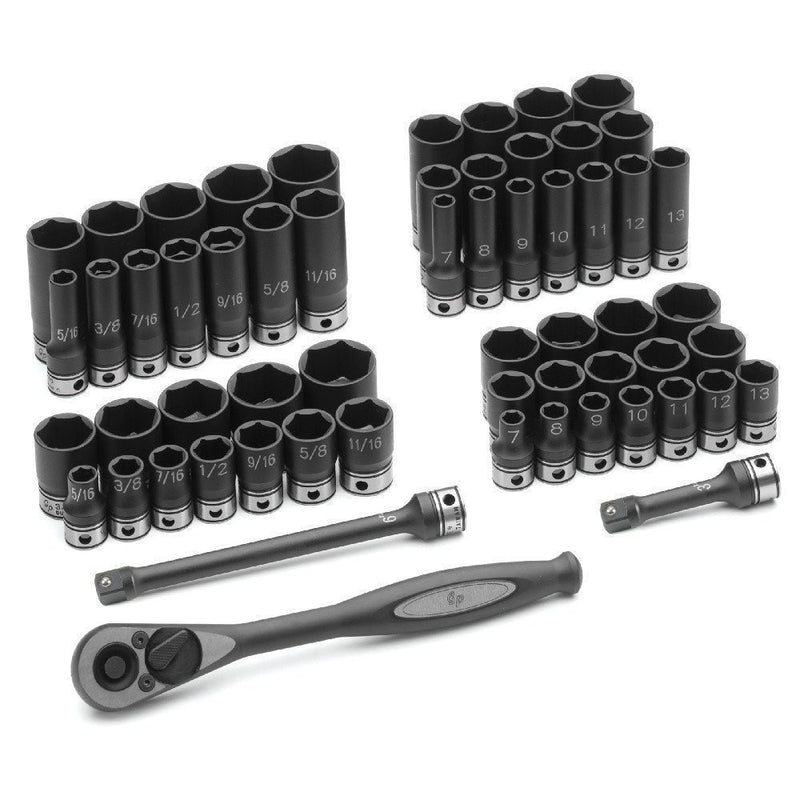 DURAFORCE Grey Pneumatic 81659CRD 59-Piece 3/8" Drive SAE & Metric Duo-Socket Set