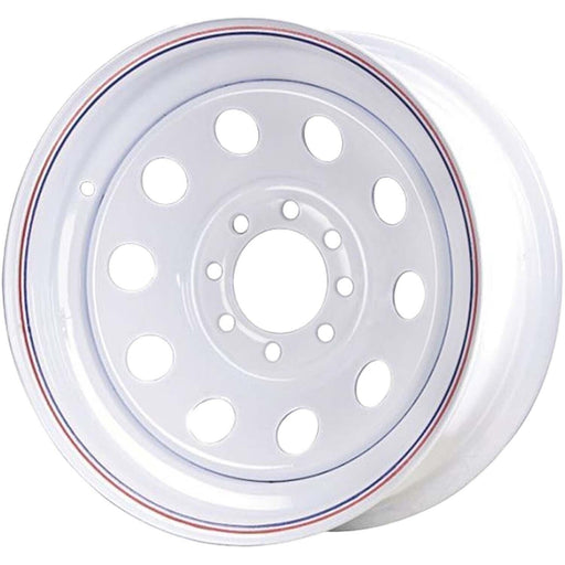 DURAFORCE 16x6 8x6.5 Modular Steel Trailer Wheel White Pinstripe Durable Rim
