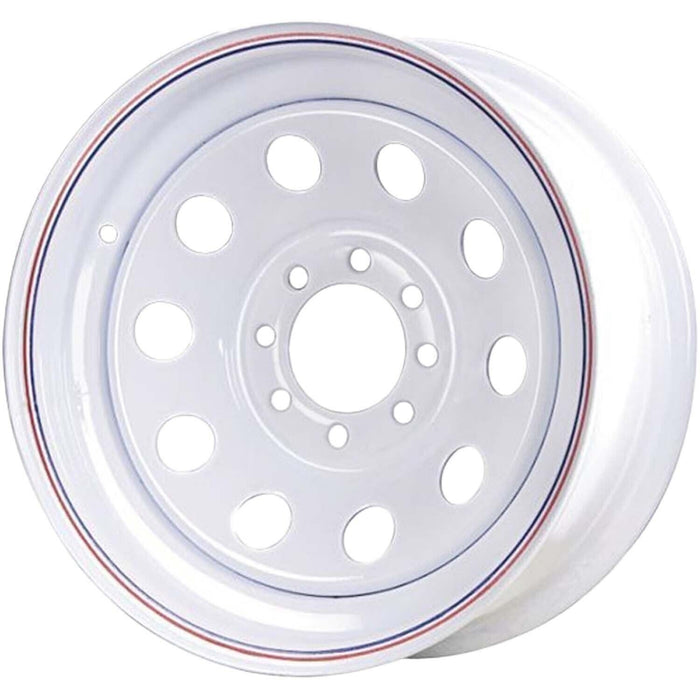 DURAFORCE 16x6 8x6.5 Modular Steel Trailer Wheel White Pinstripe Durable Rim