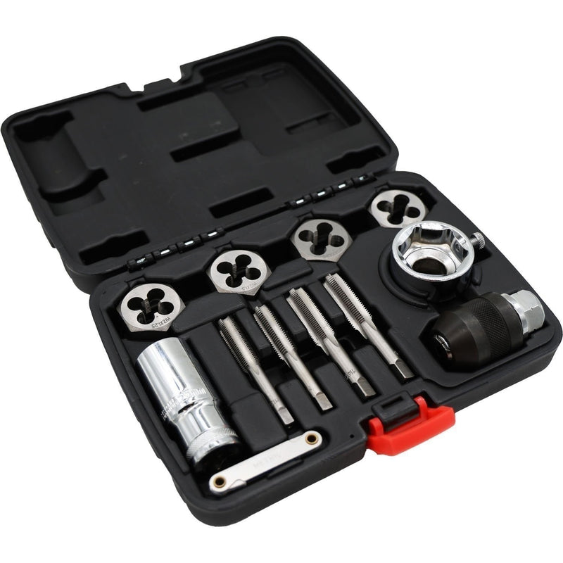 DURAFORCE Ascot 12-Piece Tap and Die Set for Studs and Nuts – Thread Repair Tool Kit