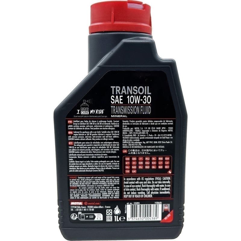 DURAFORCE Motul Transoil 10W30 Transmission Fluid 1L - High Performance Gear Oil