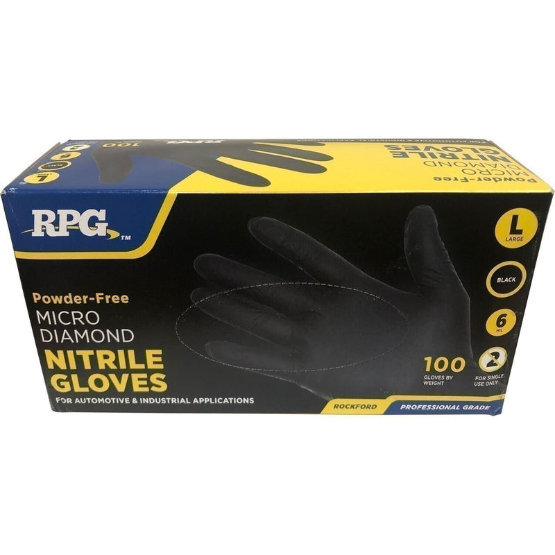 DURAFORCE RPG Micro Diamond Nitrile Gloves Large 6 Mil Powder Free Box of 100