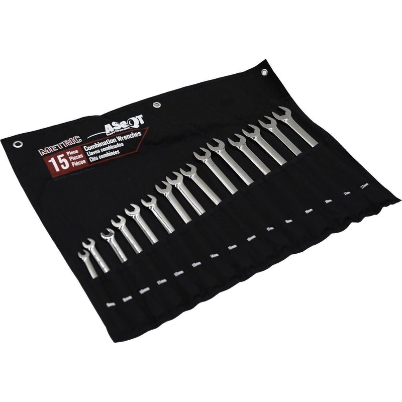DURAFORCE Ascot 15-Piece SAE Long Combination Wrench Set - Durable Hand Tools