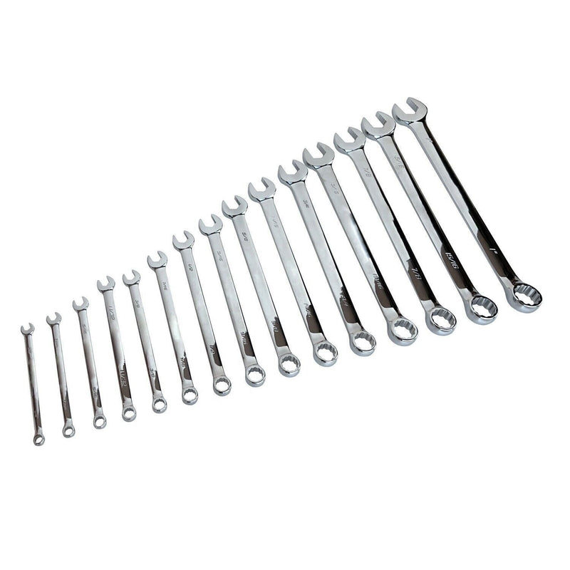 DURAFORCE Ascot 15-Piece SAE Long Combination Wrench Set - Durable Hand Tools