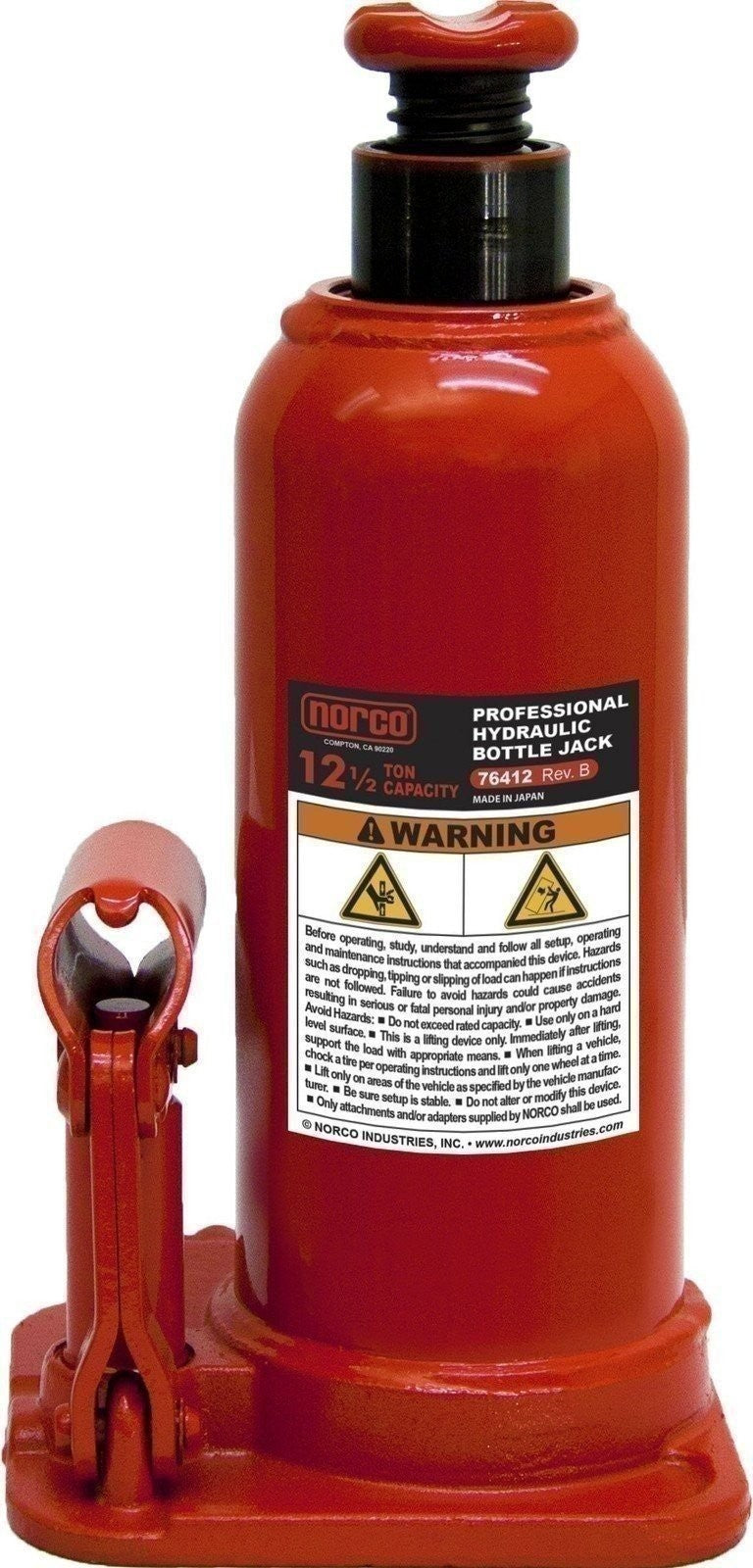 DURAFORCE Norco 12 Ton Heavy Duty Standard Bottle Jack Model 76412A Durable Lift Tool