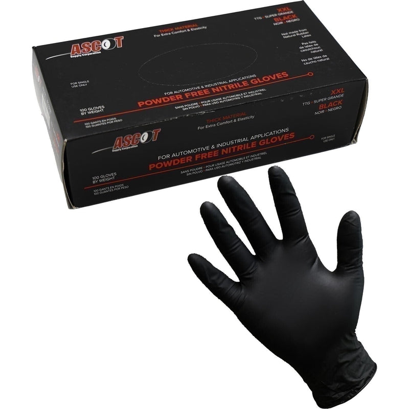DURAFORCE Ascot Black Nitrile Gloves XXL 5 Mil Powder Free Box of 100
