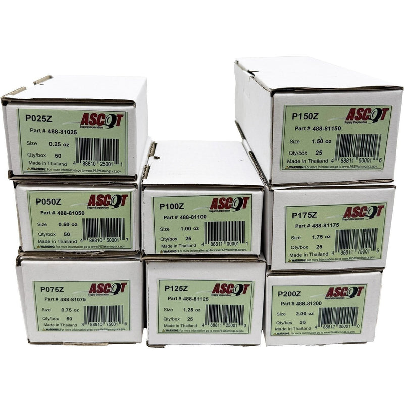 DURAFORCE Ascot P Style Coated Zinc Clip-On Wheel Weights 0.25oz-2oz Bundle (8)