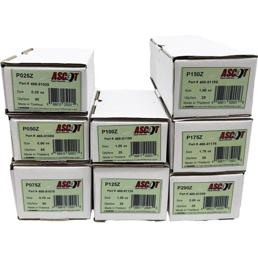 DURAFORCE Ascot P Style Coated Zinc Clip-On Wheel Weights 0.25oz-2oz Bundle (8)
