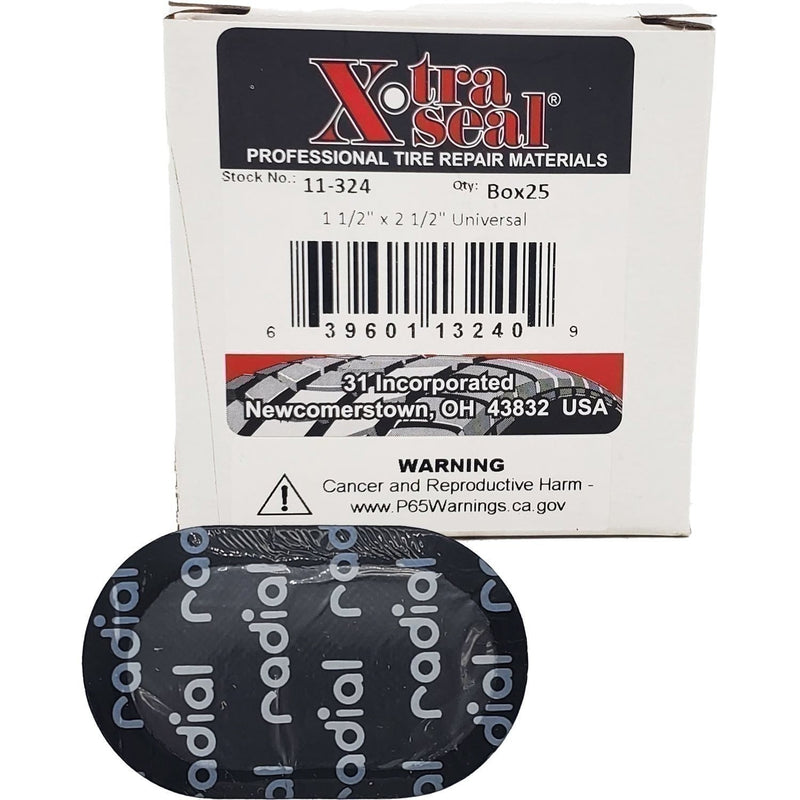 DURAFORCE Xtra-Seal 11-324 Oval Tire Repair Patches 1-3/8"x2-3/8" Box of 25