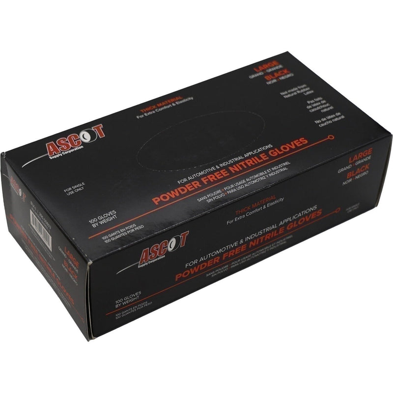 DURAFORCE Ascot Black Nitrile Gloves Large 5 Mil Powder Free Box of 100