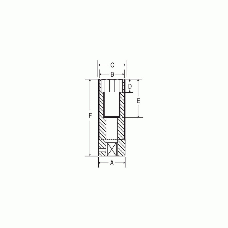 DURAFORCE Grey Pneumatic 2028TP 1/2" Drive 7/8" Thin Wall Deep Nut Protector Socket