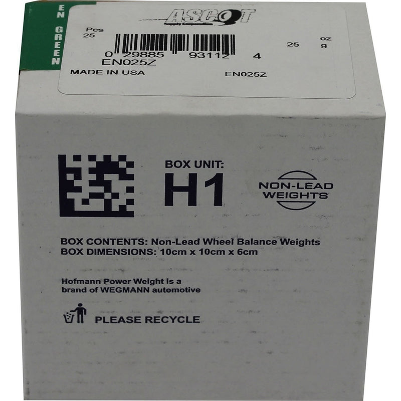 DURAFORCE Perfect Equipment EN025Z Zinc Wheel Weights 25gm (0.875 oz) Box of 25