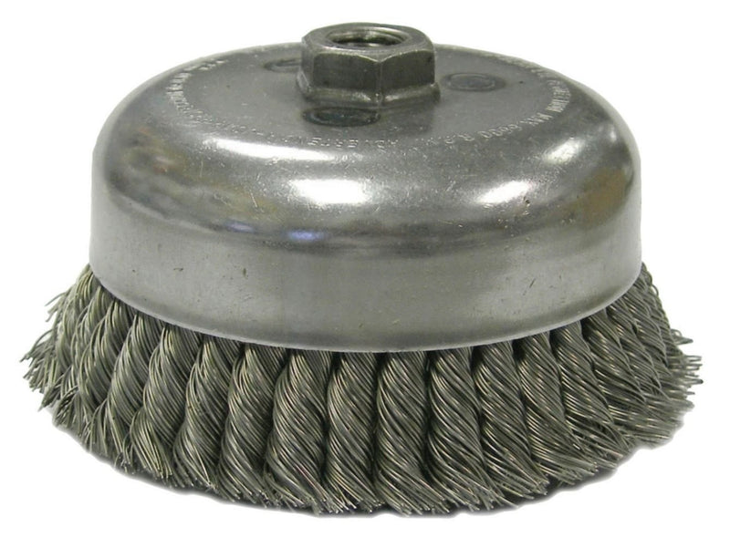 DURAFORCE Weiler 13156 3.5" Knot Wire Cup Brush .023 Wire 5/8"-11 Arbor Nut