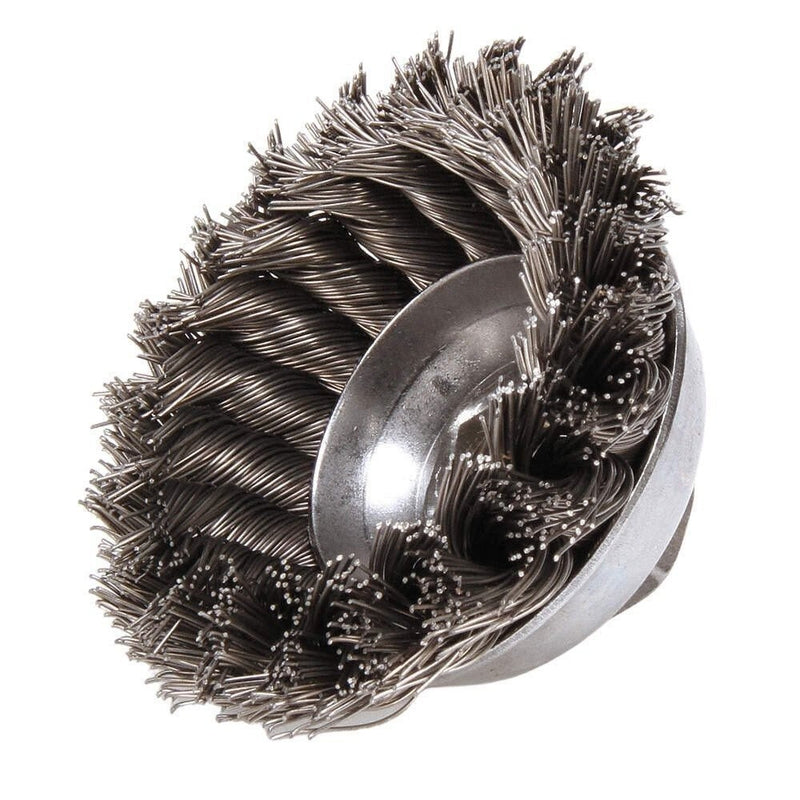 DURAFORCE Weiler 13156 3.5" Knot Wire Cup Brush .023 Wire 5/8"-11 Arbor Nut