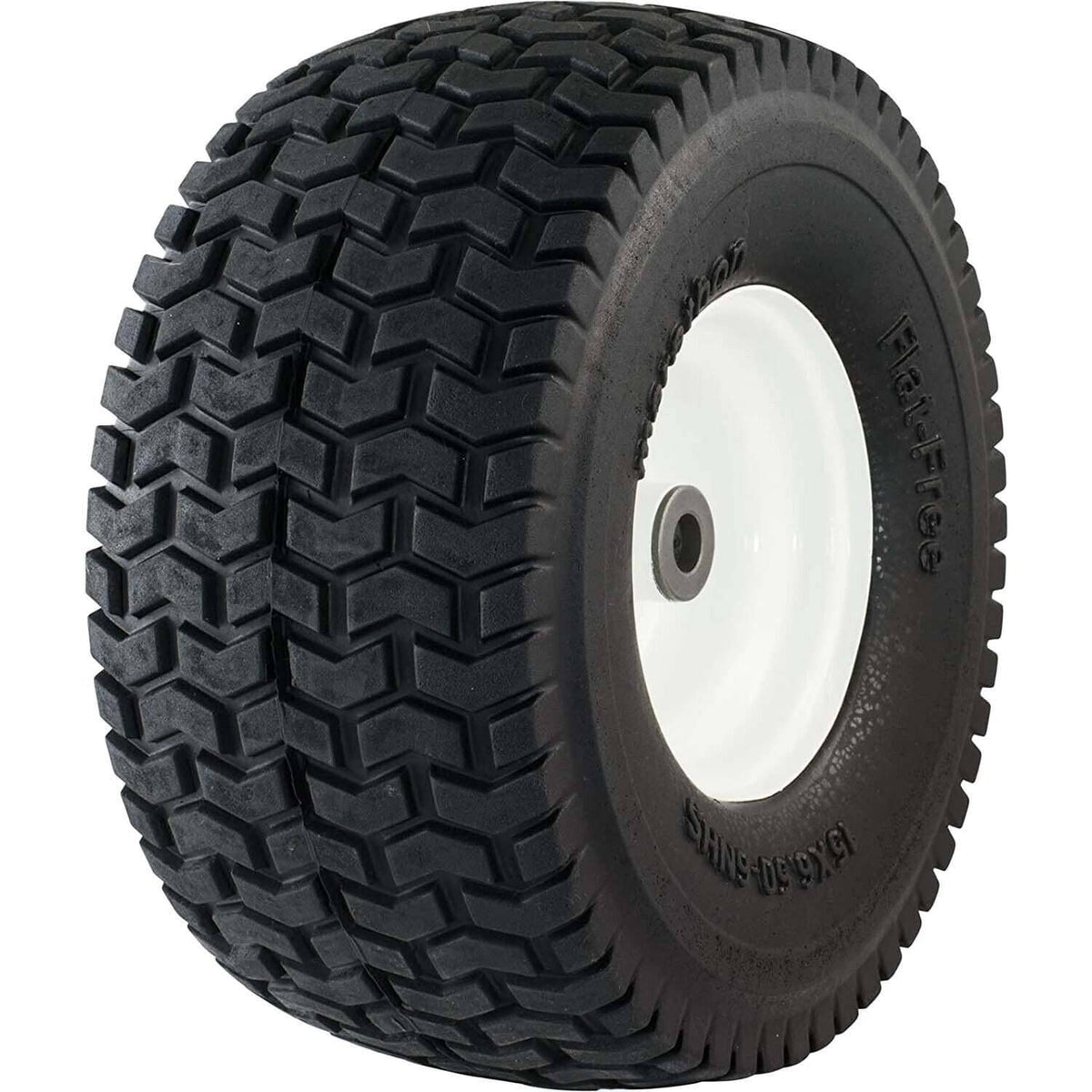 Marathon 30426 15x6.50-6 Flat Free Turf Lawn & Garden Tire on Rim ...