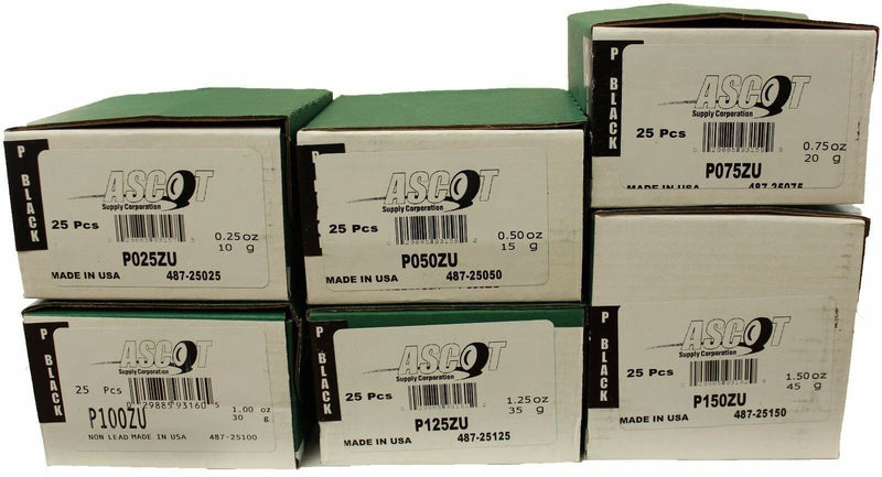 DURAFORCE Perfect Equipment P Style Coated Zinc Wheel Weights 0.25-1.50oz Bundle