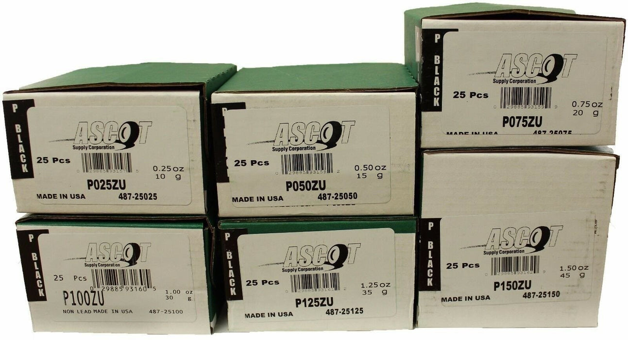 DURAFORCE Perfect Equipment P Style Coated Zinc Wheel Weights 0.25-1.50oz Bundle