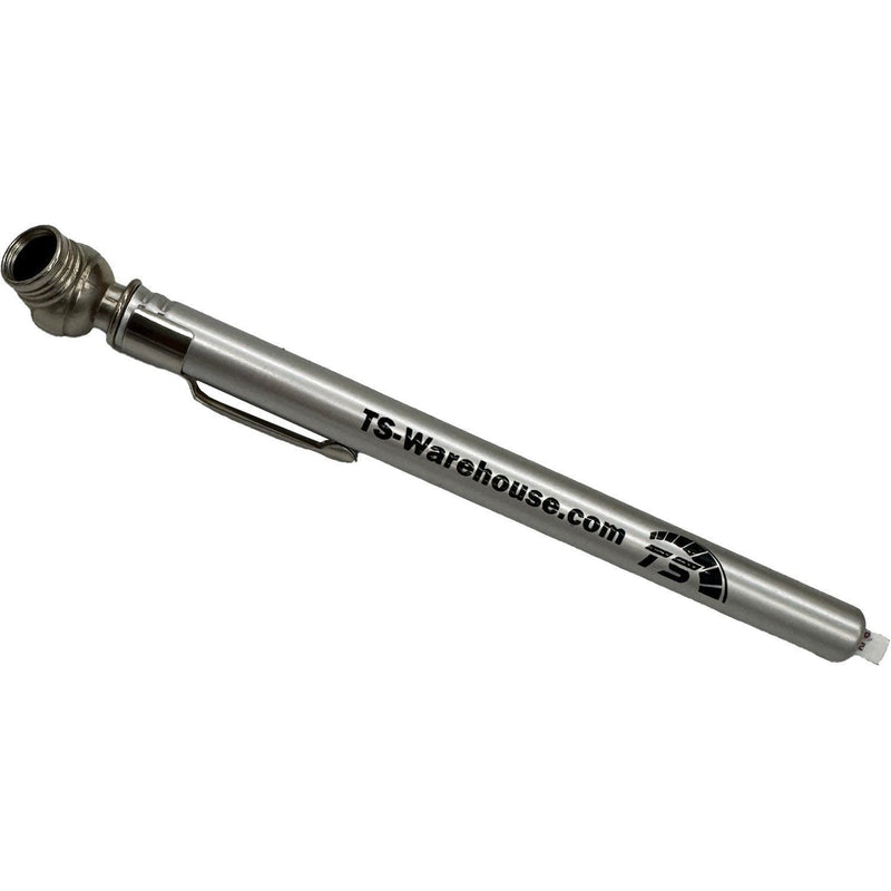 DURAFORCE 10-50 PSI Pencil Tire Pressure Gauge Silver Black TS Warehouse Logo