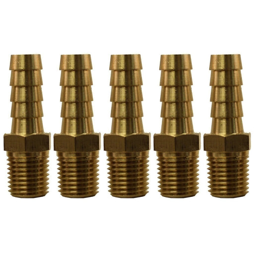 DURAFORCE 3/8" Brass Hose Barb to 1/4" MPT Fitting Pack of 5