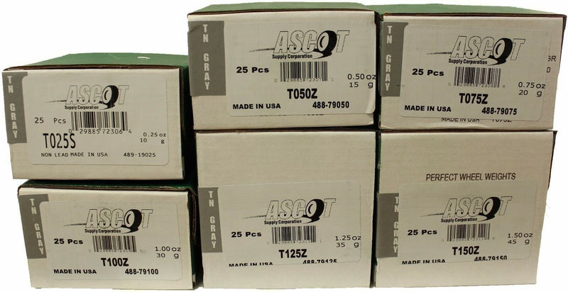 DURAFORCE Perfect Equipment T Style Coated Zinc Wheel Weights Bundle 0.25-1.50oz