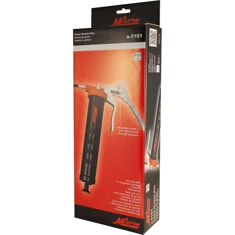 DURAFORCE Milton S-3101 Pistol Grease Gun 7,000 PSI Max Pressure 18" Hose
