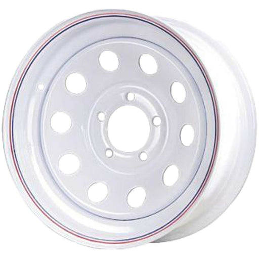 DURAFORCE 15x6 5x4.5 White Steel Trailer Wheel with Pin Stripes - Modular Design