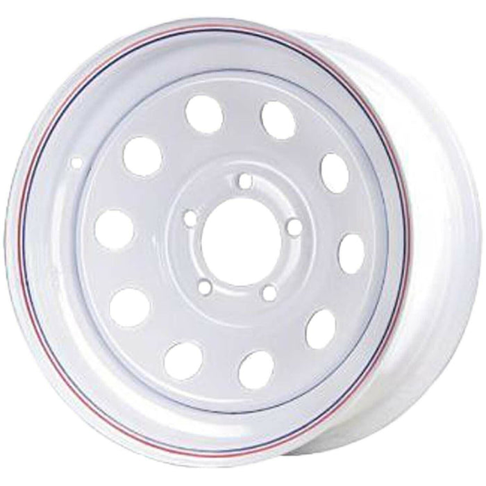 DURAFORCE 15x6 5x4.5 White Steel Trailer Wheel with Pin Stripes - Modular Design