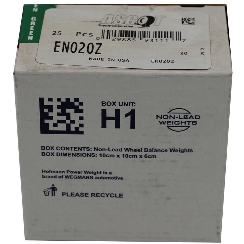 DURAFORCE Perfect Equipment EN020Z Zinc Wheel Weights 20gm (0.75 oz) Box of 25