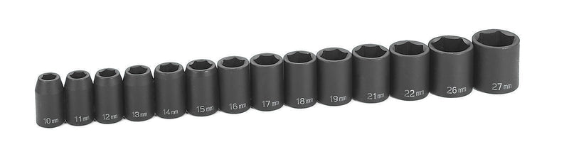 DURAFORCE Grey Pneumatic 1412M 14-Piece 1/2" Drive Metric Socket Set Standard Length