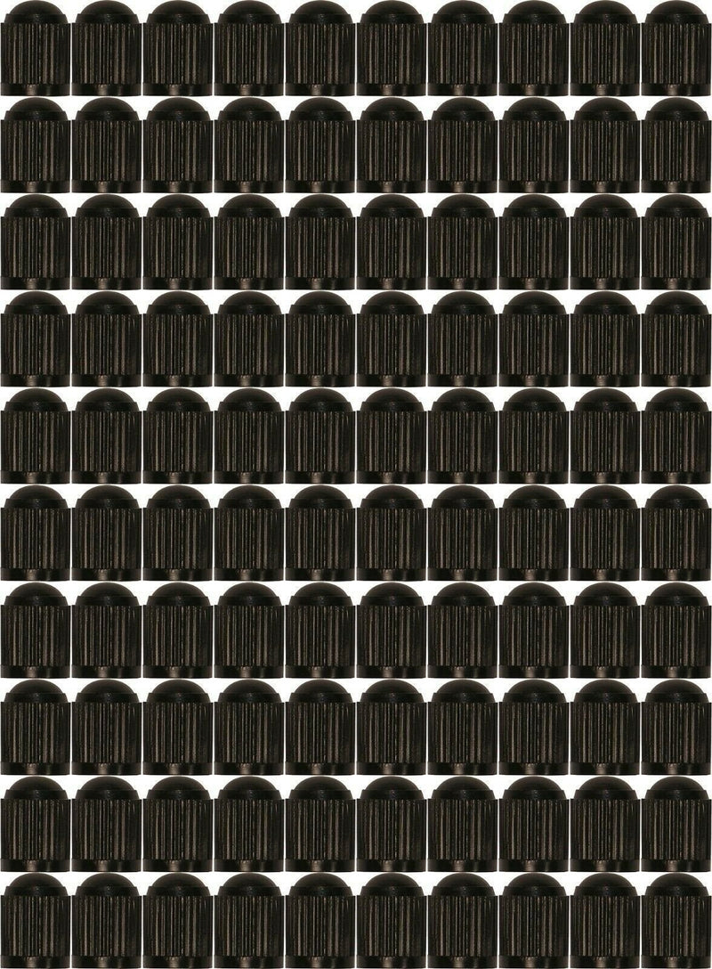 DURAFORCE Black Plastic Dome Valve Stem Caps - Pack of 100