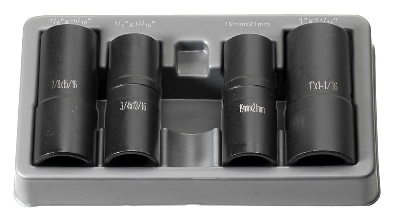 DURAFORCE Grey Pneumatic 1504FW 1/2" Drive Thin Wall Deep Flip Socket Set 4 Pc