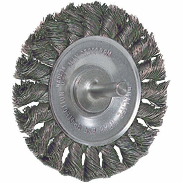 DURAFORCE Weiler 17681 3-1/4" x 3/8" Knot Wire Wheel .014 Wire 1/4" Stem Tool