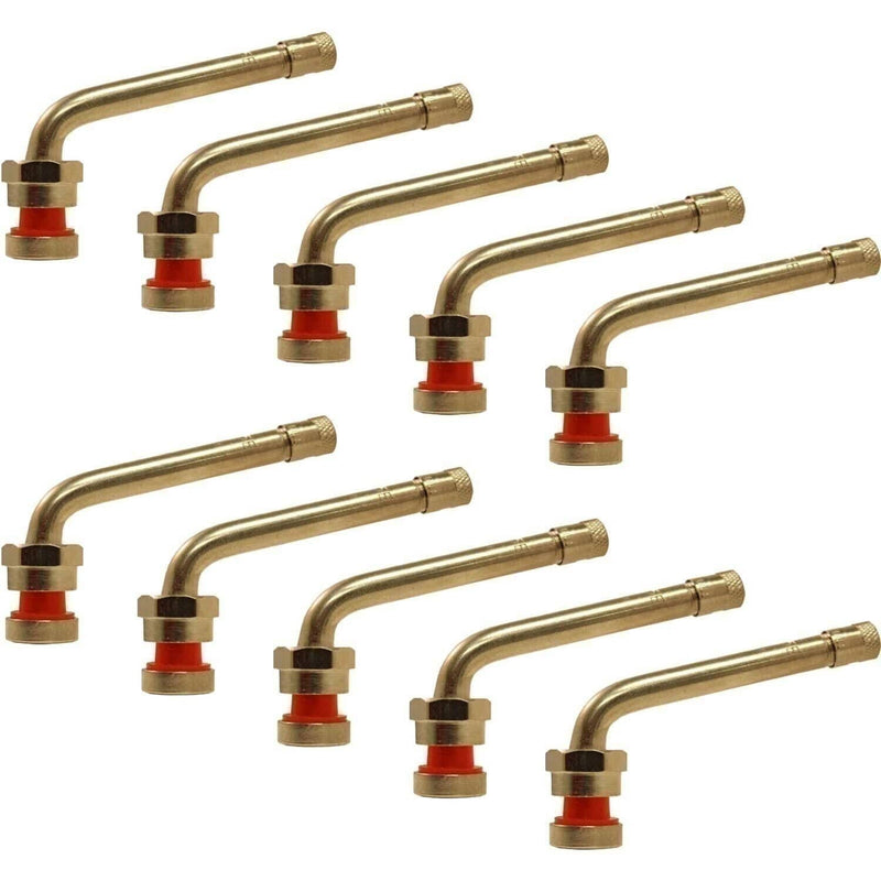 DURAFORCE TR555E Aluminum Truck Wheel Valve Stem 0.98"x2.6" 75° Bend Pack of 10