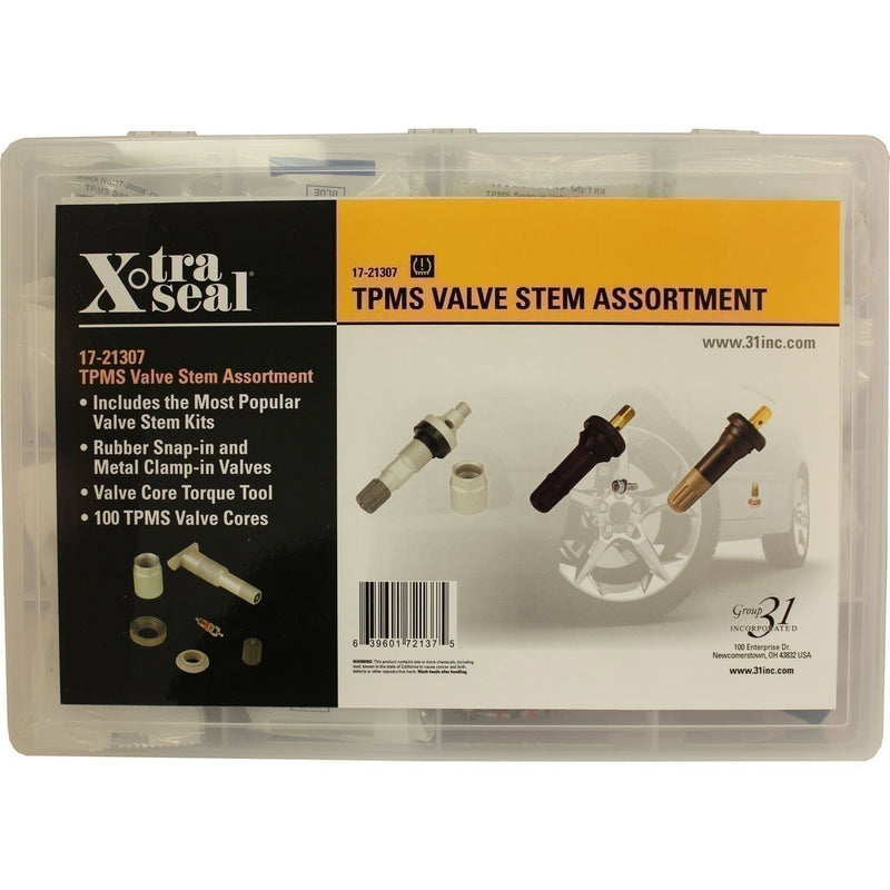 DURAFORCE 31 Inc TPMS Valve Assortment Kit with Cores & Torque Tool - Model 17-21307