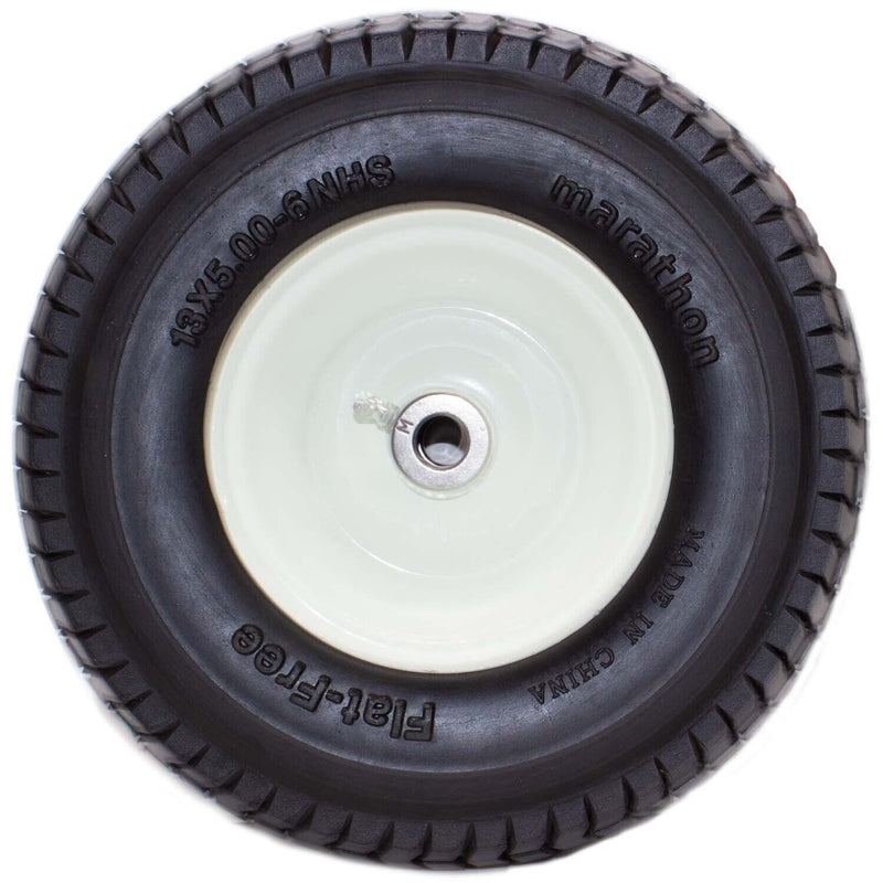 DURAFORCE Marathon 30326 Flat Free Lawn Mower Tire 13x5.00-6 on Rim with Bushing